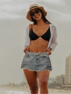 Sonoma Blue Denim Grunge Mini Skirt